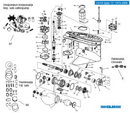 Växelhusdelar Evinrude/Johnson V4/V6 typ