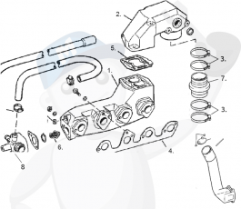 Avgasdelar OMC 4 cyl. 2.3 ltr. Ford block